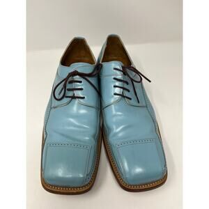 David Eden Blue Square Toe Lace Up Leather Derby Dress Shoes Men's Size 13
